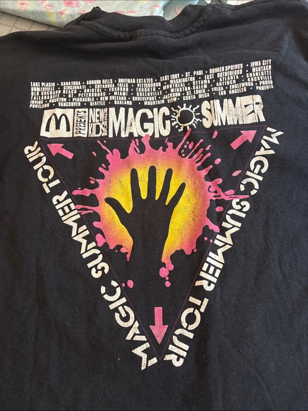 NKOTB McDonald's Black Tee with Pink & Purple Band Graphic